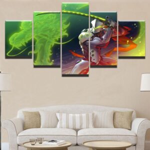 Genji Overwatch - Gaming 5 Panel Canvas Art Wall Decor