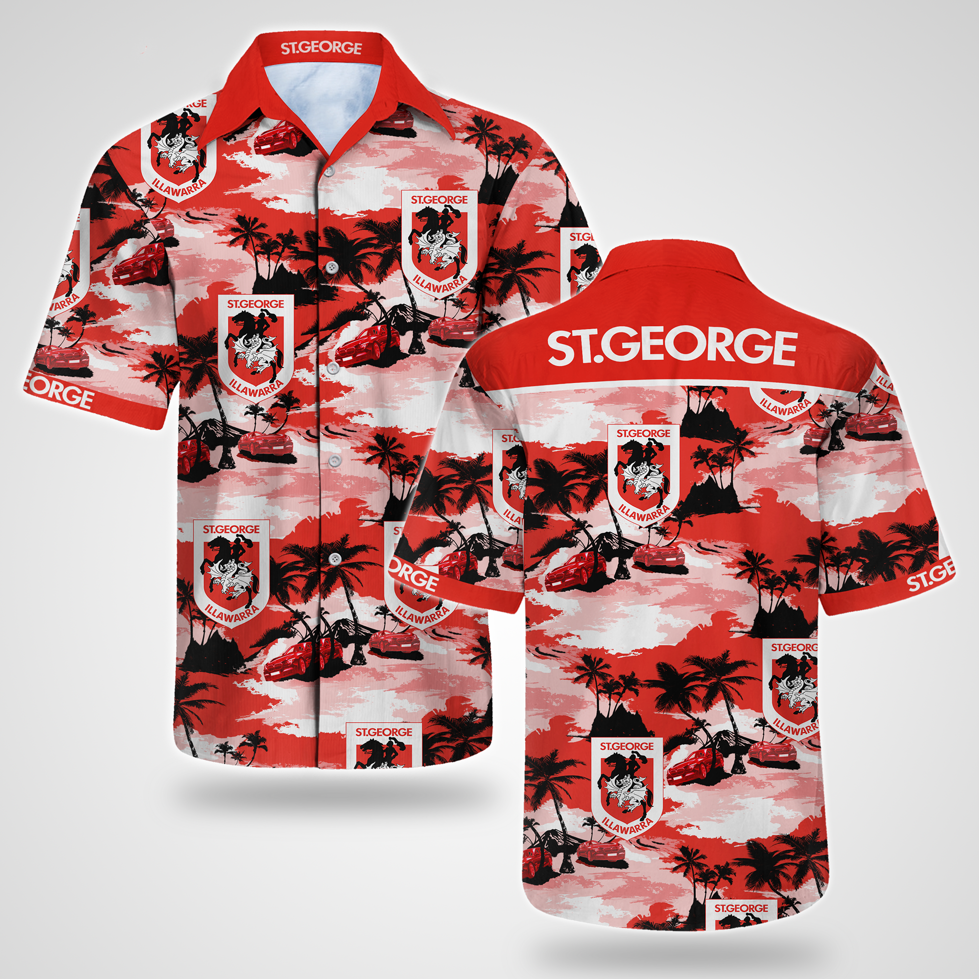 George Illawarra Dragons Hawaiian Shirt Summer Button Up George Illawarra Dragons Hawaiian Shirt Summer Button Up