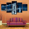 George Washington Bridge At Night - Nature 5 Panel Canvas Art Wall Decor
