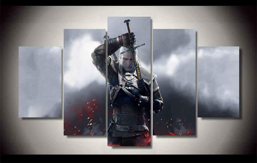 Geralt In The Wild Hunt - Movie 5 Panel Canvas Art Wall Decor Geralt In The Wild Hunt - Movie 5 Panel Canvas Art Wall Decor