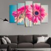Gerbera - Nature 5 Panel Canvas Art Wall Decor