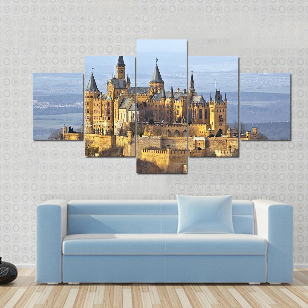 German Castle Hohenzollern - Nature 5 Panel Canvas Art Wall Decor German Castle Hohenzollern - Nature 5 Panel Canvas Art Wall Decor