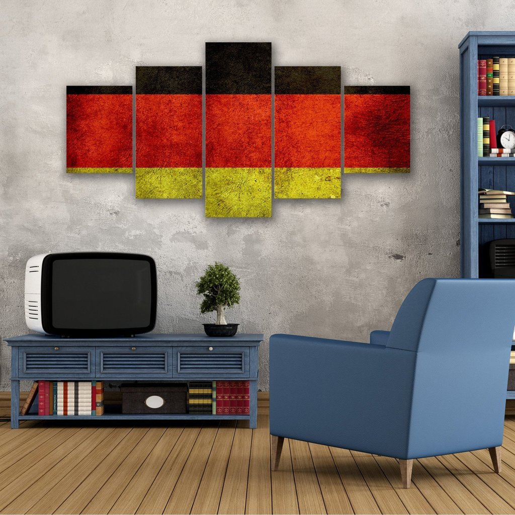 German Flag - Abstract 5 Panel Canvas Art Wall Decor German Flag - Abstract 5 Panel Canvas Art Wall Decor
