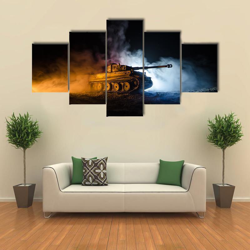 German Tank In Action - Gaming 5 Panel Canvas Art Wall Decor German Tank In Action - Gaming 5 Panel Canvas Art Wall Decor