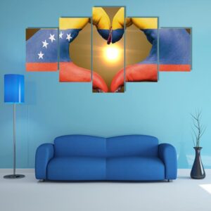 Gesture Made By Venezuela Flag - Abstract 5 Panel Canvas Art Wall Decor