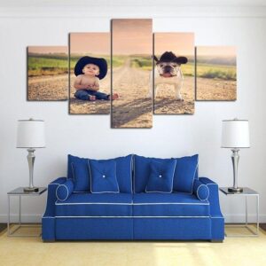 Get Along Lil Doggie - Abstract 5 Panel Canvas Art Wall Decor