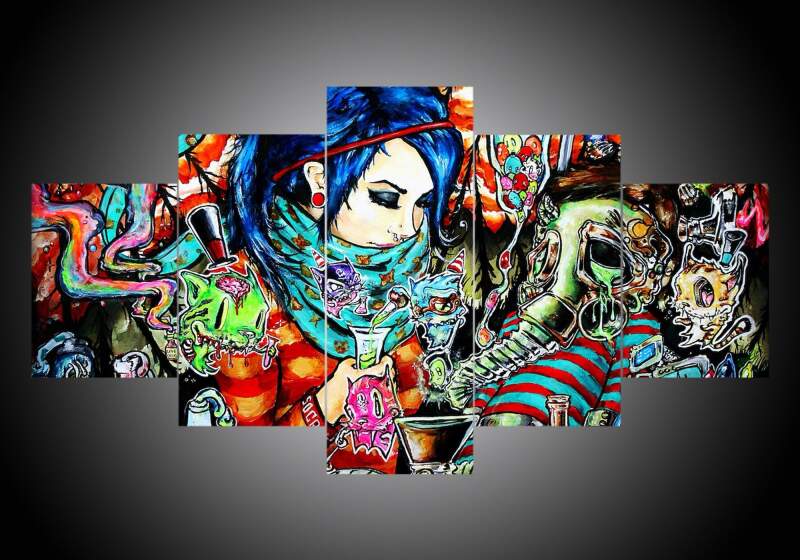 Ghost Town - Abstract 5 Panel Canvas Art Wall Decor Ghost Town - Abstract 5 Panel Canvas Art Wall Decor