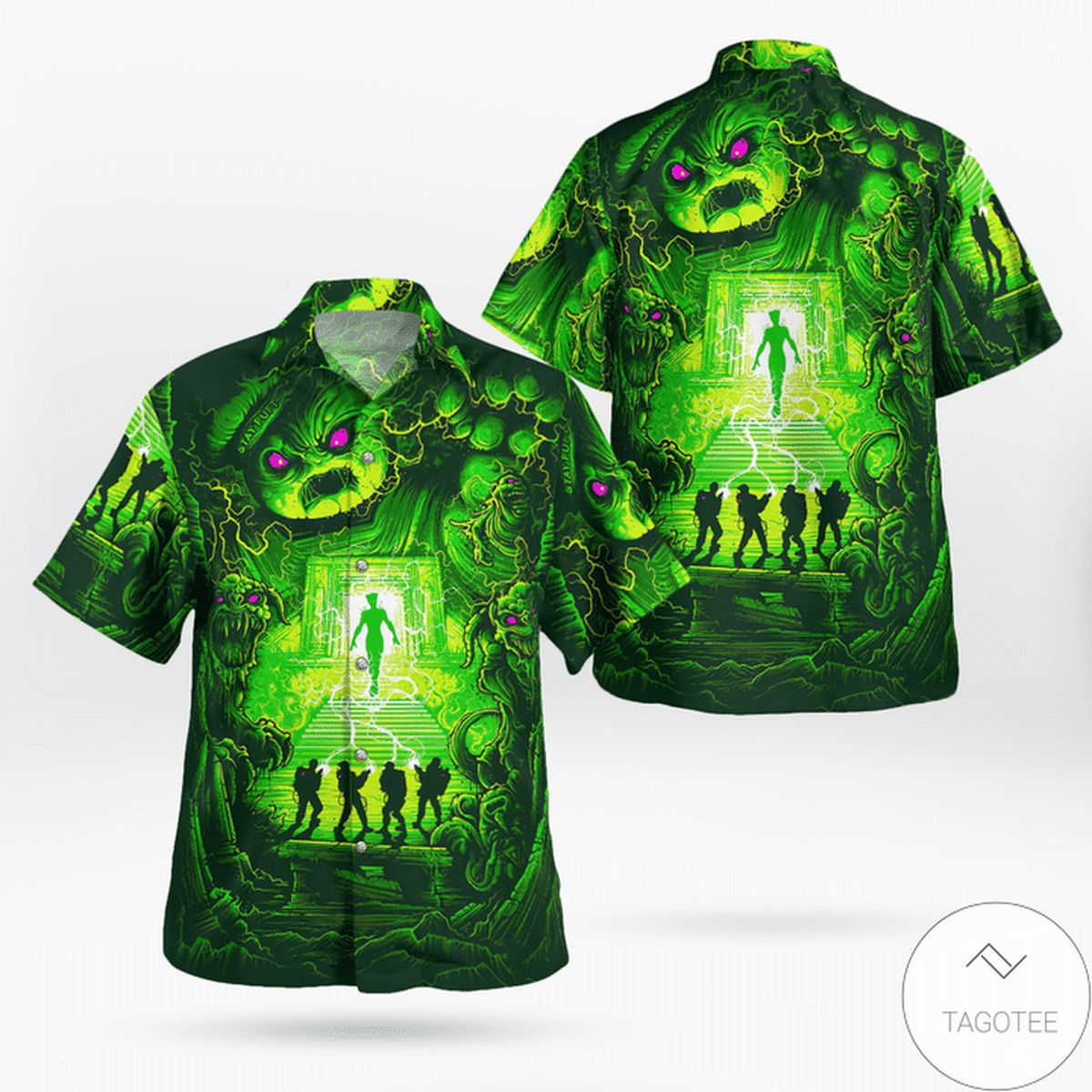 Ghostbusters Neon Green Hawaiian Shirt Ghostbusters Neon Green Hawaiian Shirt
