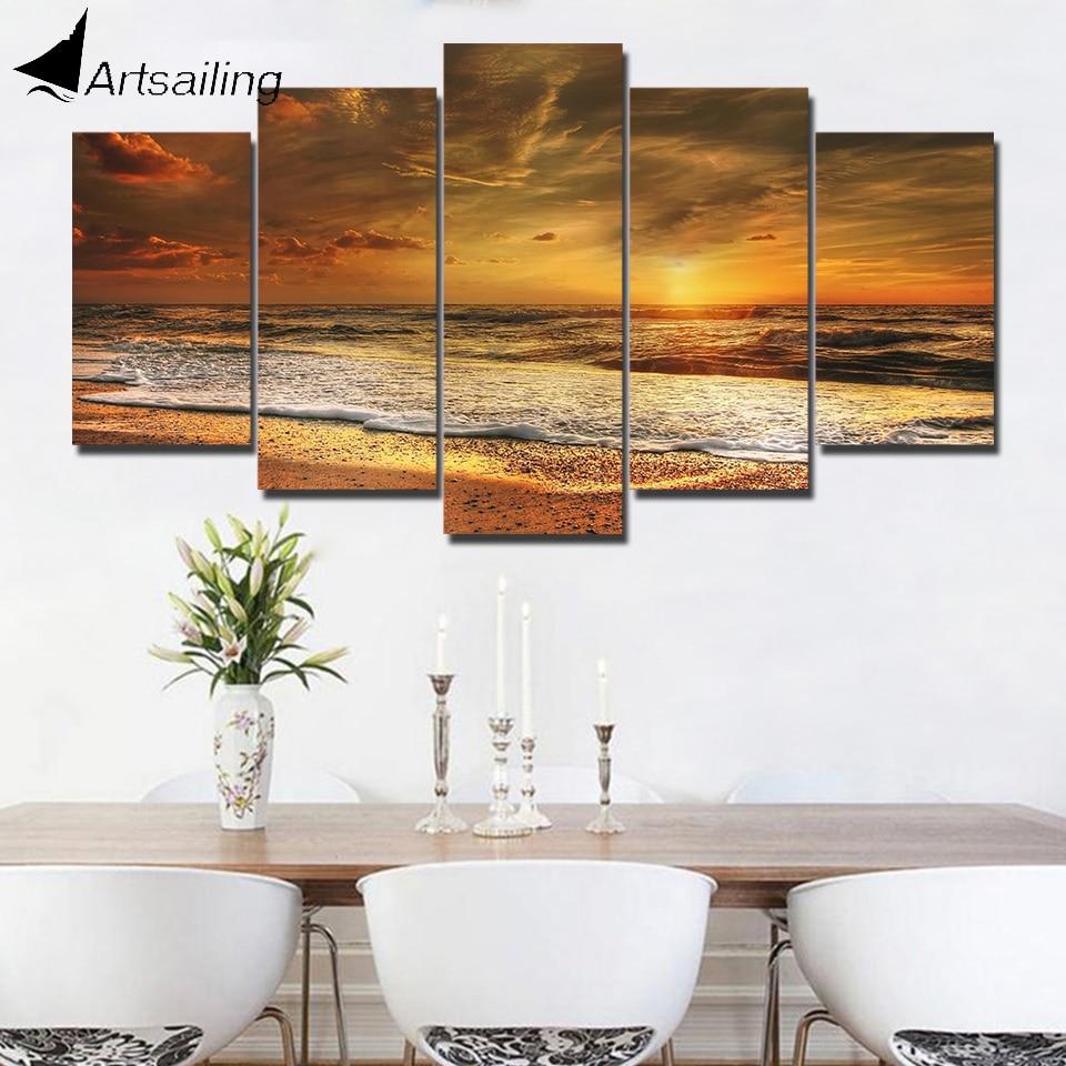 Gift Beach View - Space 5 Panel Canvas Art Wall Decor Gift Beach View - Space 5 Panel Canvas Art Wall Decor