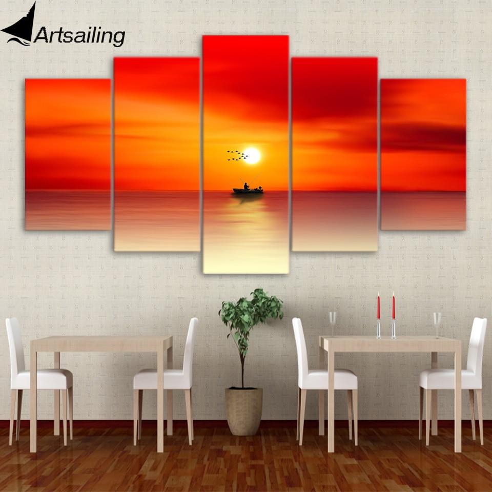 Gift Sunset - nature 5 Panel Canvas Art Wall Decor Gift Sunset - nature 5 Panel Canvas Art Wall Decor