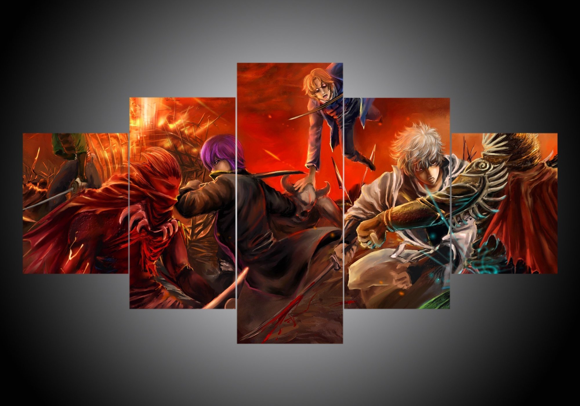Gintama #2 - Anime 5 Panel Canvas Art Wall Decor Gintama #2 - Anime 5 Panel Canvas Art Wall Decor