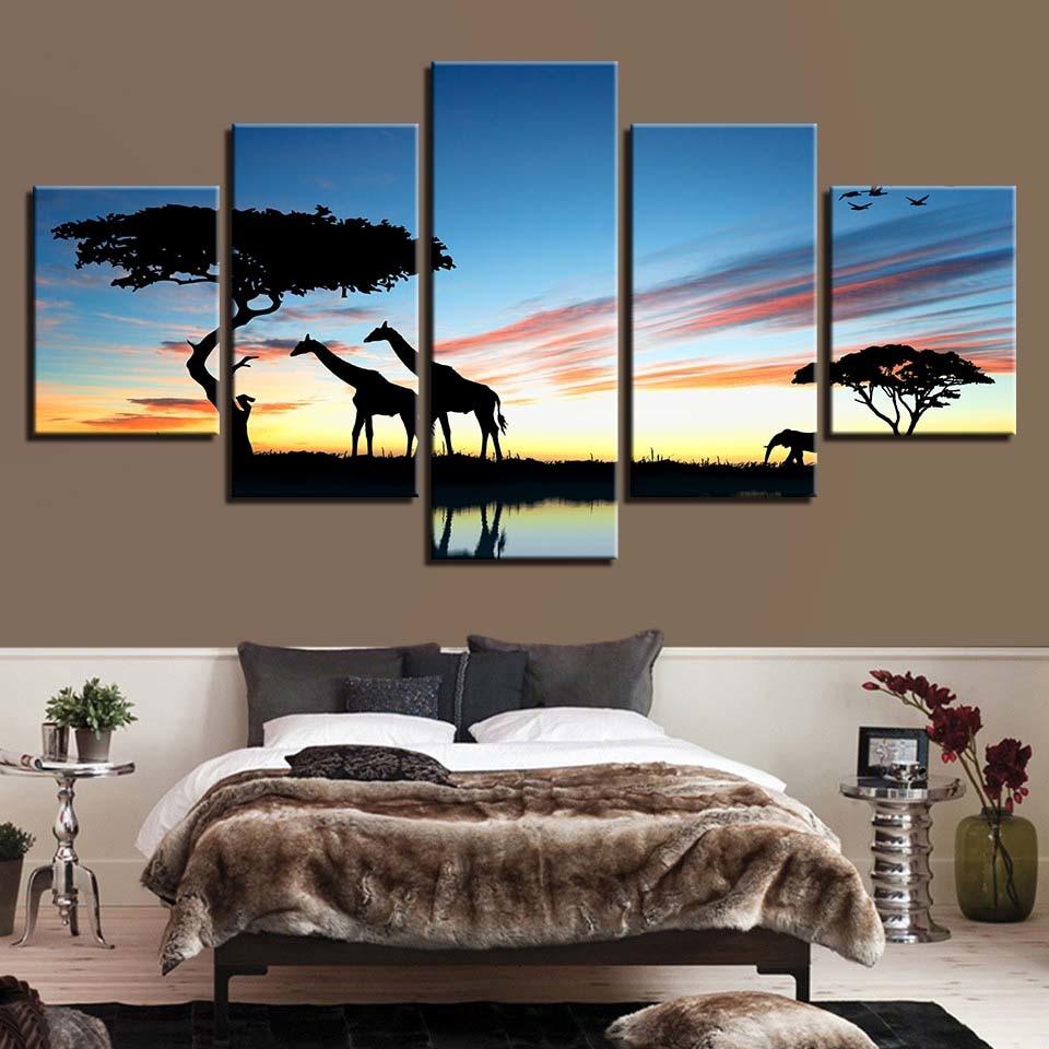 Giraffe 1 - Animal 5 Panel Canvas Art Wall Decor Giraffe 1 - Animal 5 Panel Canvas Art Wall Decor