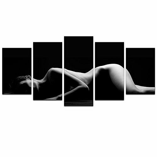 Girl Body Art Black And White Beauty - Abstract 5 Panel Canvas Art Wall Decor Girl Body Art Black And White Beauty - Abstract 5 Panel Canvas Art Wall Decor