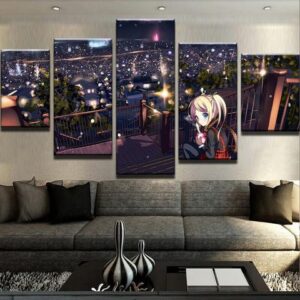 Girl Landscape - Anime 5 Panel Canvas Art Wall Decor
