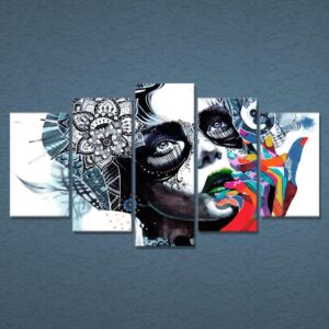 Girl Mask - Abstract 5 Panel Canvas Art Wall Decor