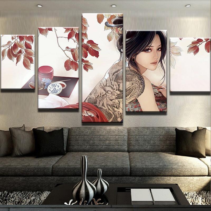 Girl With Dragon Tattoo - Absatract Movie 5 Panel Canvas Art Wall Decor Girl With Dragon Tattoo - Absatract Movie 5 Panel Canvas Art Wall Decor