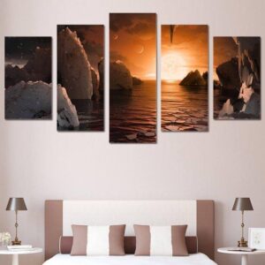 Glacier North Pole - Nature 5 Panel Canvas Art Wall Decor