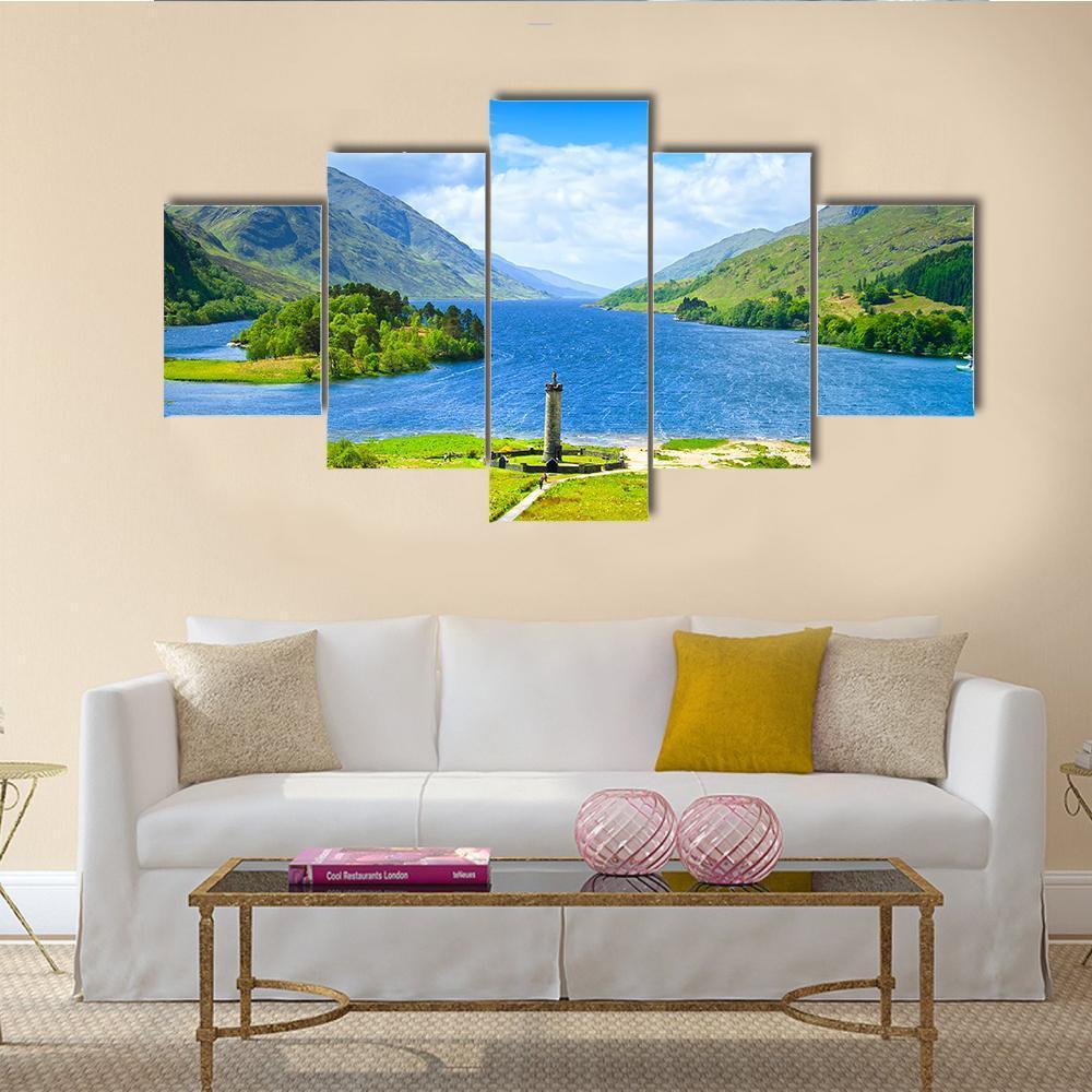 Glenfinnan Monument And Loch Shiel Lake - Nature 5 Panel Canvas Art Wall Decor Glenfinnan Monument And Loch Shiel Lake - Nature 5 Panel Canvas Art Wall Decor