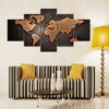 Global Map - Abstract 5 Panel Canvas Art Wall Decor