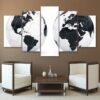 Globe Soccer Ball - Sport 5 Panel Canvas Art Wall Decor