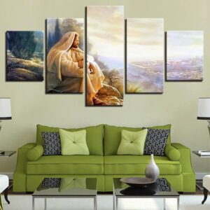 Glory To God Jesus Christ - Religion 5 Panel Canvas Art Wall Decor