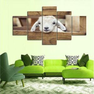 Goat Peak A Boo 01 - Animal 5 Panel Canvas Art Wall Decor