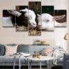 Goat Snuggle - Animal 5 Panel Canvas Art Wall Decor