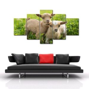 Goat Twins 01 - Animal 5 Panel Canvas Art Wall Decor