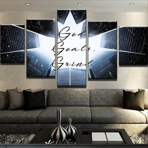 God Goals & Grind - Abstract 5 Panel Canvas Art Wall Decor God Goals & Grind - Abstract 5 Panel Canvas Art Wall Decor