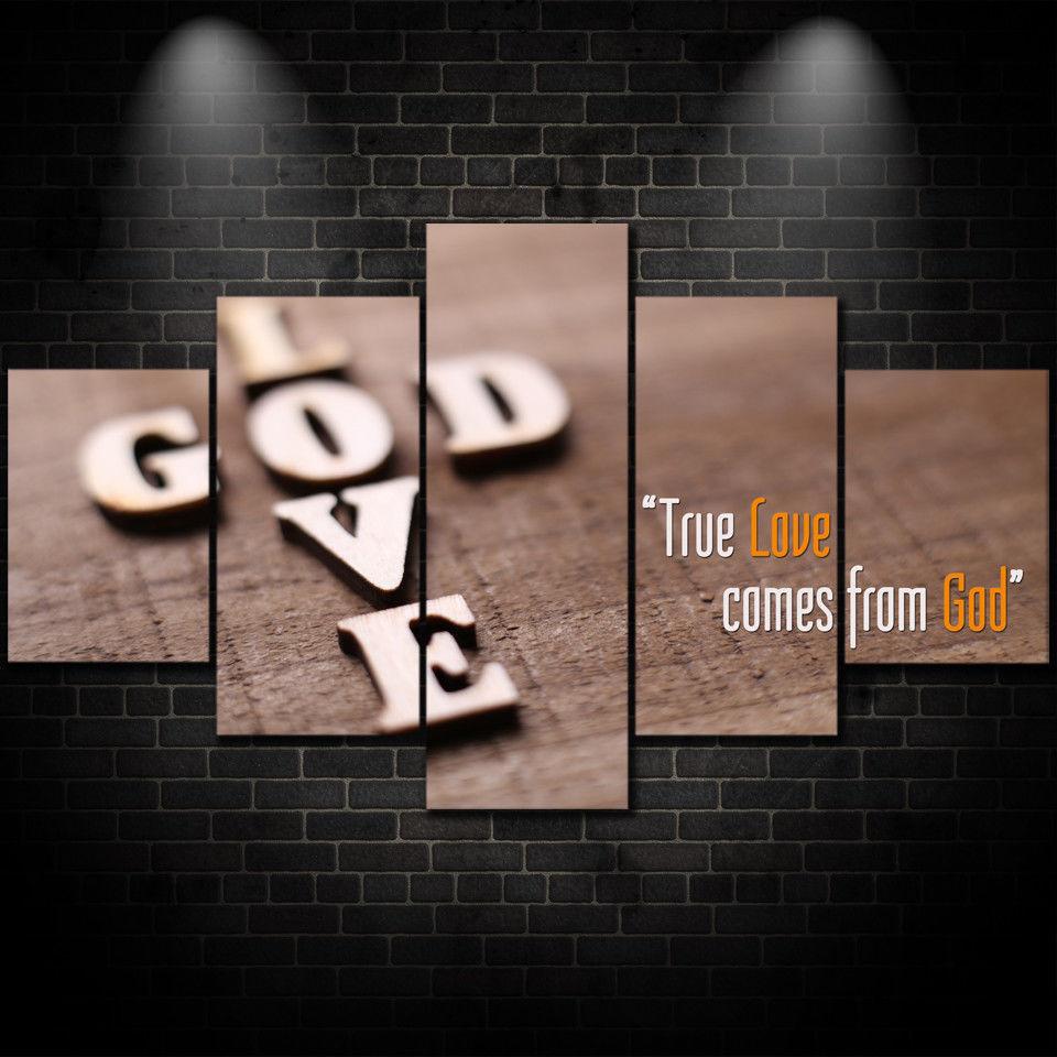 God Is Love Jesus Christian - Abstract 5 Panel Canvas Art Wall Decor God Is Love Jesus Christian - Abstract 5 Panel Canvas Art Wall Decor