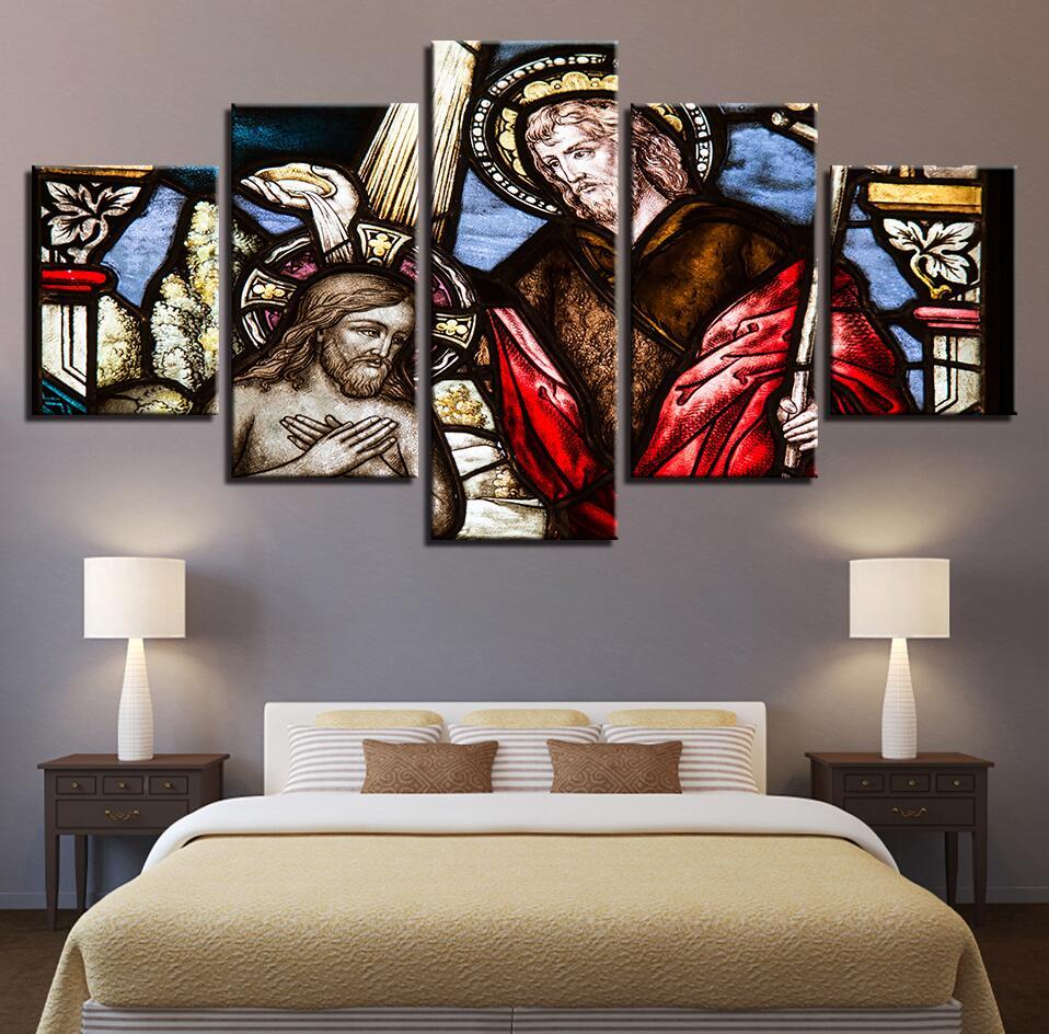 God Jesus 2 - Religion 5 Panel Canvas Art Wall Decor God Jesus 2 - Religion 5 Panel Canvas Art Wall Decor