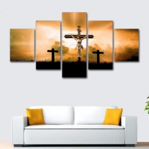 God Jesus Cross - Religion 5 Panel Canvas Art Wall Decor