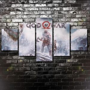 God Of War 4 Kratos - Gaming 5 Panel Canvas Art Wall Decor