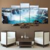 Godafoss Waterfall - Nature 5 Panel Canvas Art Wall Decor