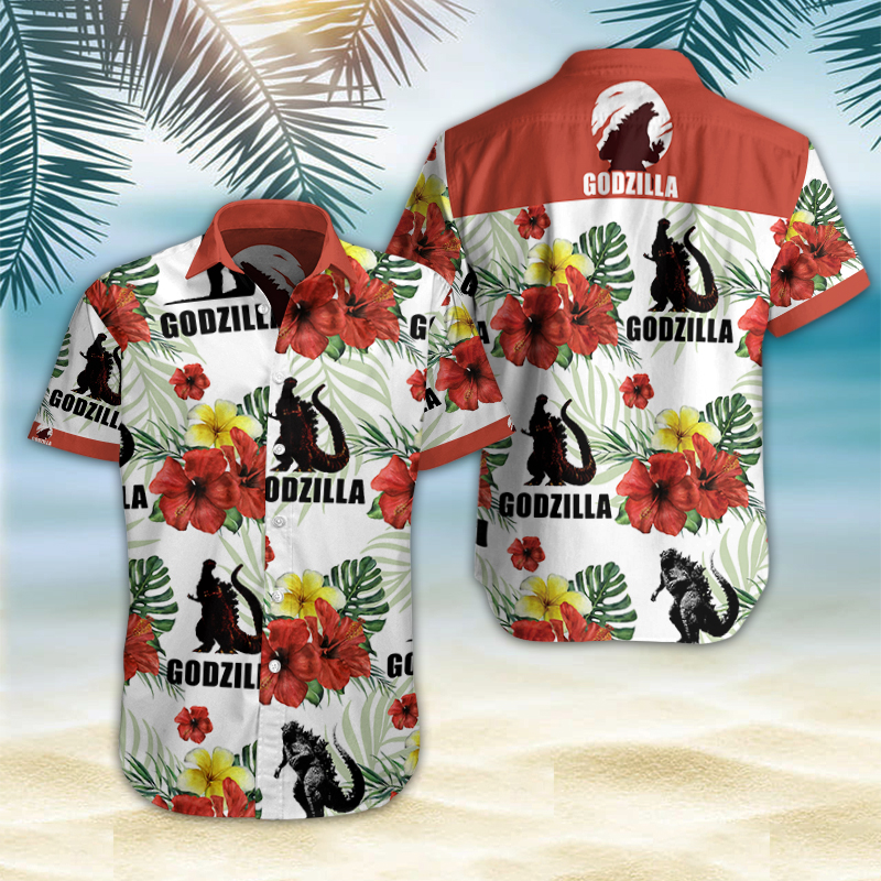 Godzilla Hawaiian Shirt Summer Button Up Godzilla Hawaiian Shirt Summer Button Up