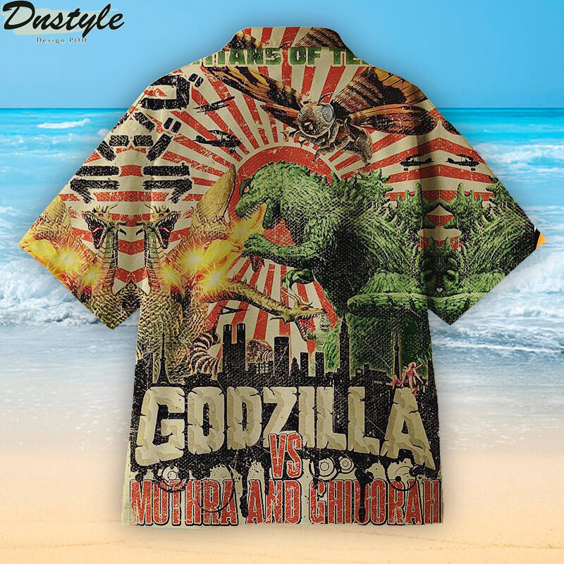 Godzilla Vs Mothra And Ghidorah Hawaiian Shirt Godzilla Vs Mothra And Ghidorah Hawaiian Shirt