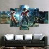 Goku And Naruto And Luffy - Anime 5 Panel Canvas Art Wall Decor