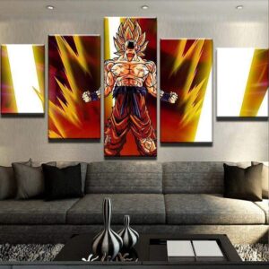 Goku Super Saiyan Dragon Ball Z - Anime 5 Panel Canvas Art Wall Decor