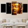 Gold Buddha 1 - Religion 5 Panel Canvas Art Wall Decor