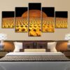 Gold Buddha Dhammakaya Landscape - Religion 5 Panel Canvas Art Wall Decor