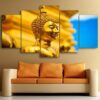 Gold Buddha - Religion 5 Panel Canvas Art Wall Decor