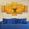 Gold Cash Tree 5 Panel Canvas Art Wall Decor