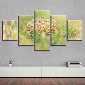 Gold Heart-Shaped - Abstract 5 Panel Canvas Art Wall Decor