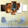Golden Buddha Face - Religion 5 Panel Canvas Art Wall Decor