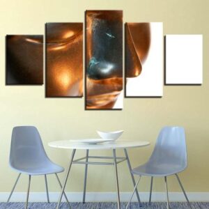 Golden Buddha Face - Religion 5 Panel Canvas Art Wall Decor