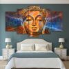 Golden Buddha statue 01 - Religion 5 Panel Canvas Art Wall Decor