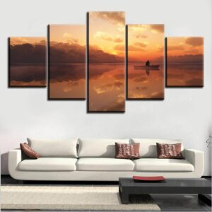 Golden Falcon - Nature 5 Panel Canvas Art Wall Decor