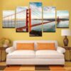 Golden Gate Bridge Landscape - Nature 5 Panel Canvas Art Wall Decor