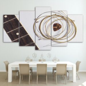 Golden Guitar String - Music 5 Panel Canvas Art Wall Decor