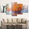 Golden Maple Tree - Nature 5 Panel Canvas Art Wall Decor